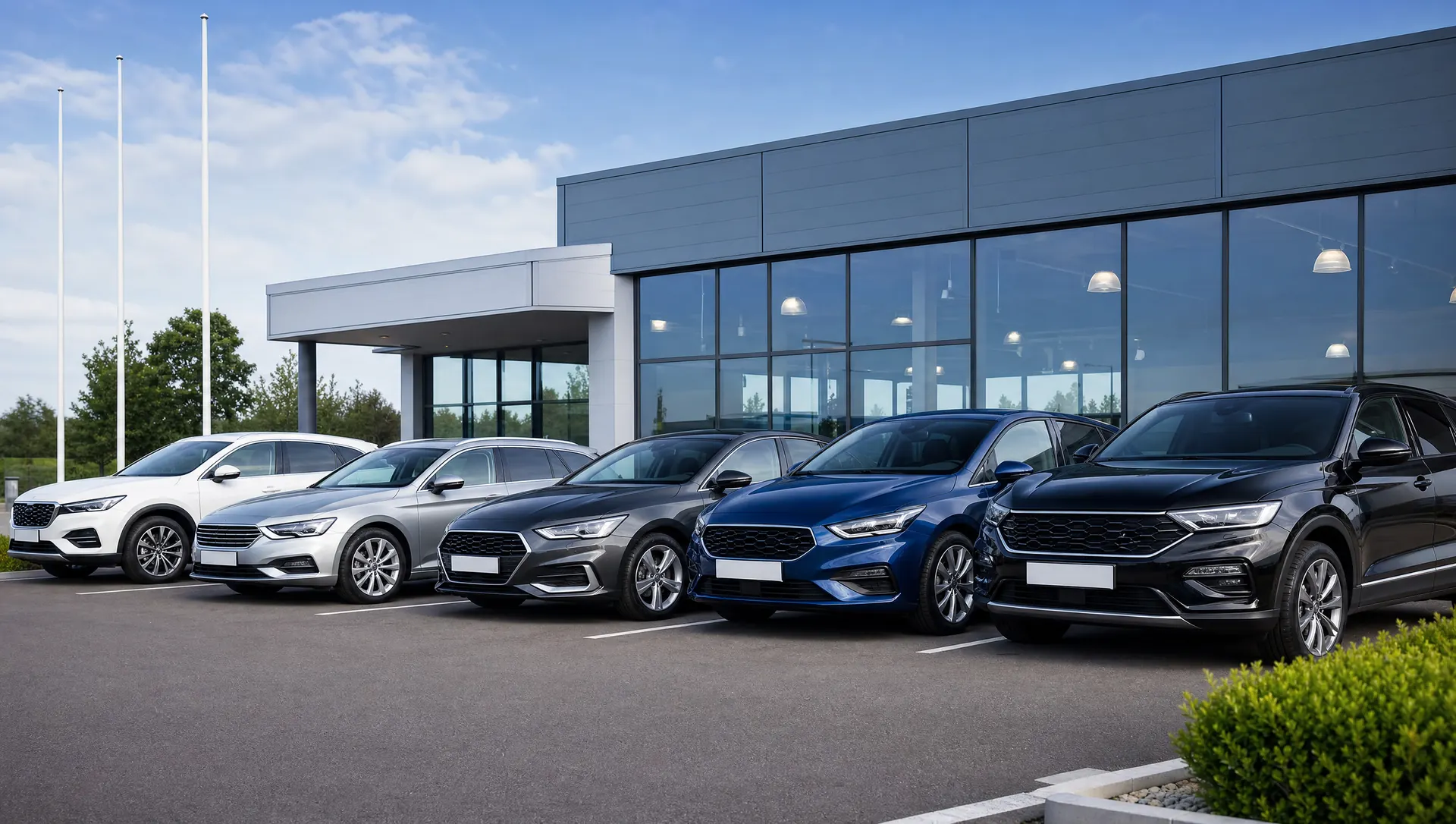 Angekaufte Fahrzeuge vor dem Autohaus – Autoankauf Lohmar